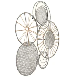 Metal And Rattan Cord Discs Wall Sculpture-Kirkland's Home Outlet
