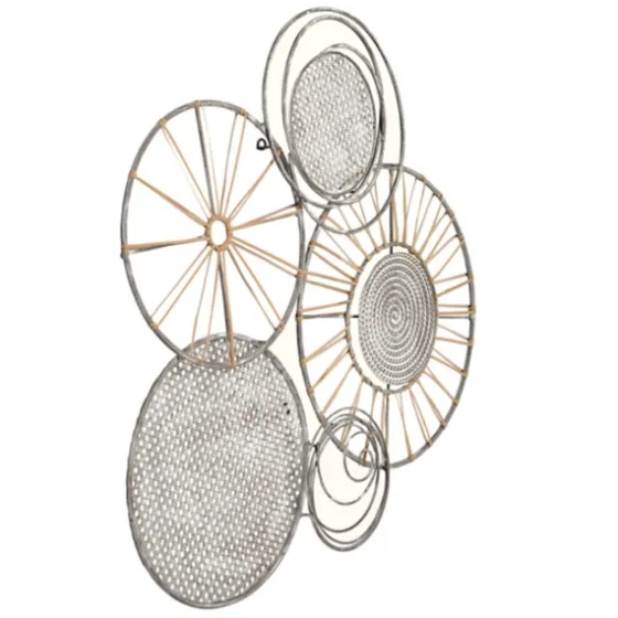 Metal And Rattan Cord Discs Wall Sculpture-Kirkland's Home Outlet