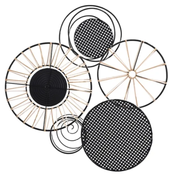 Metal And Rattan Cord Discs Wall Sculpture-Kirkland's Home Outlet