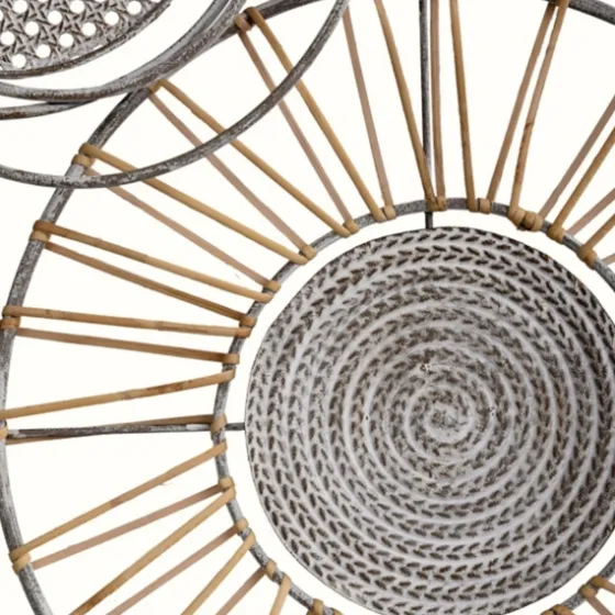 Metal And Rattan Cord Discs Wall Sculpture-Kirkland's Home Outlet
