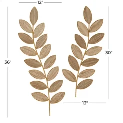 Metal And Reed Leaf Wall Plaques, Set Of 2-Kirkland's Home Shop