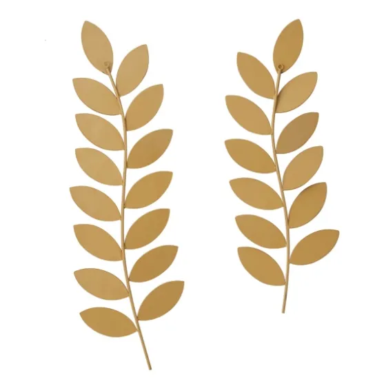 Metal And Reed Leaf Wall Plaques, Set Of 2-Kirkland's Home Shop