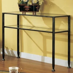 Metal And Tempered Glass Console Table-Kirkland's Home Shop