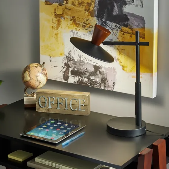 Metal And Walnut Wood Table Lamp-Kirkland's Home Sale