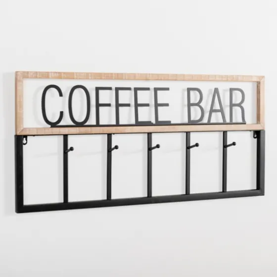 Metal And Wood Coffee Bar Wall Hooks-Kirkland's Home Sale