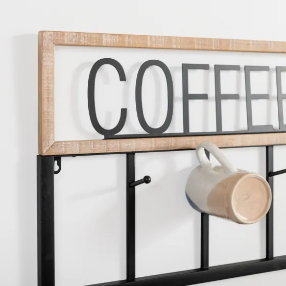 Metal And Wood Coffee Bar Wall Hooks-Kirkland's Home Sale