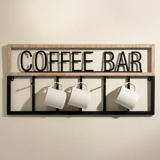 Metal And Wood Coffee Bar Wall Hooks-Kirkland's Home Sale