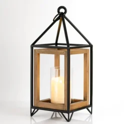 Metal And Wood House Frame Lantern, 16 In.-Kirkland's Home Cheap
