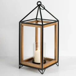 Metal And Wood House Frame Lantern, 21 In.-Kirkland's Home Discount