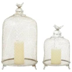 Metal Bird Cage Cloche Lanterns, Set Of 2-Kirkland's Home Cheap