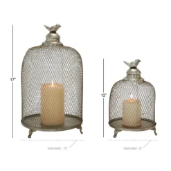 Metal Bird Cage Cloche Lanterns, Set Of 2-Kirkland's Home Cheap