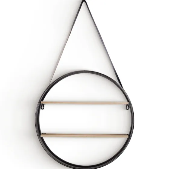 Metal Circle Wall Shelf With Leather Strap-Kirkland's Home Flash Sale