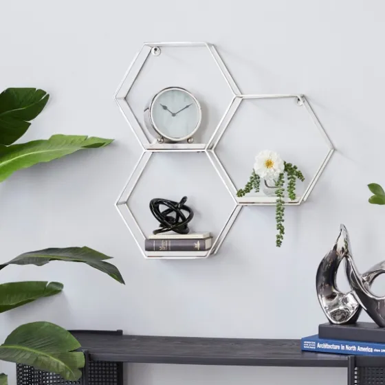 Metal Frame And White Marble Wall Shelf-Kirkland's Home Best Sale