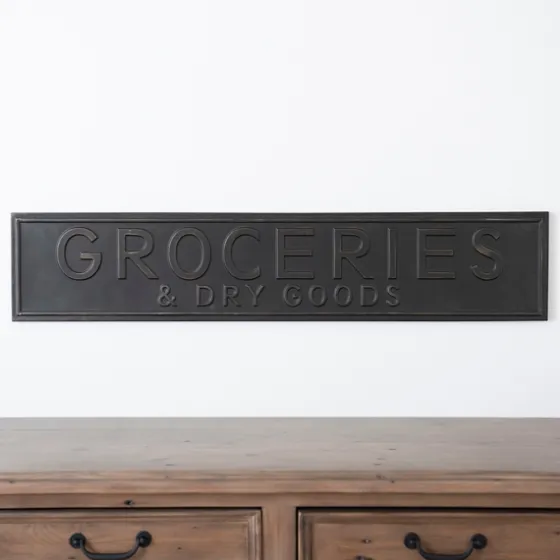 Metal Groceries And Dry Goods Plaque-Kirkland's Home Flash Sale