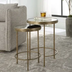 Metal Mirror Top 2-Pc. Nesting Side Table Set-Kirkland's Home Fashion