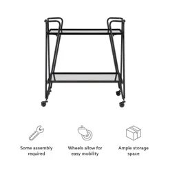 Metal Mirrored Shelves Bar Cart-Kirkland's Home Shop