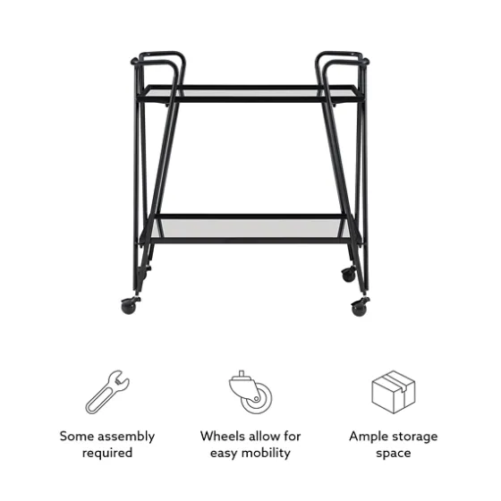 Metal Mirrored Shelves Bar Cart-Kirkland's Home Shop
