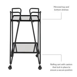 Metal Mirrored Shelves Bar Cart-Kirkland's Home Shop