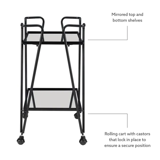 Metal Mirrored Shelves Bar Cart-Kirkland's Home Shop