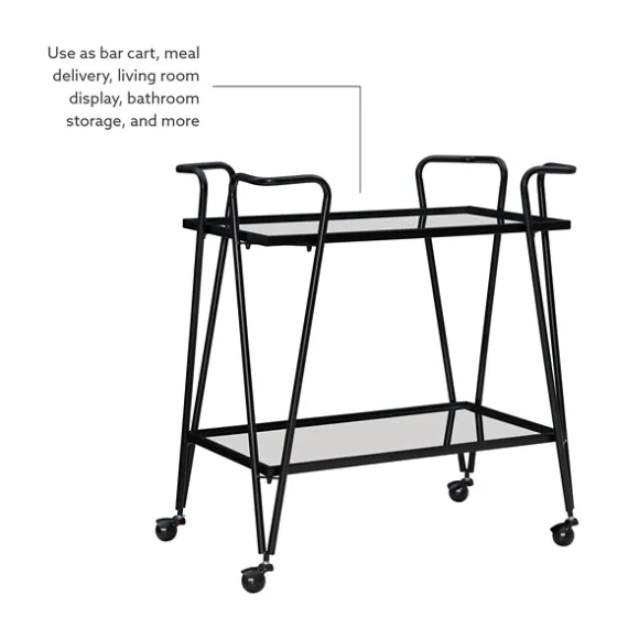 Metal Mirrored Shelves Bar Cart-Kirkland's Home Shop
