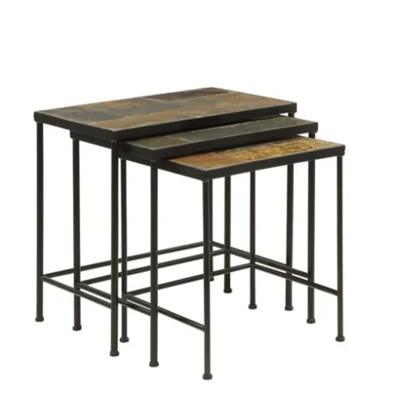 Metal Nesting Slate Top Accent Tables, Set Of 3-Kirkland's Home Hot