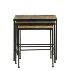 Metal Nesting Slate Top Accent Tables, Set Of 3-Kirkland's Home Hot