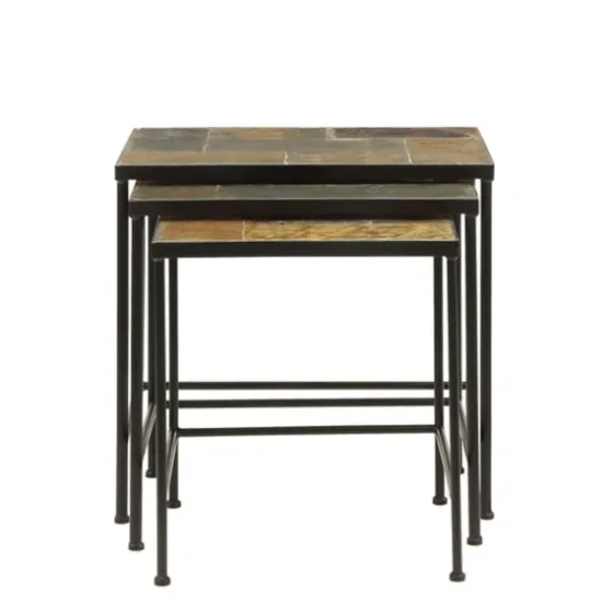Metal Nesting Slate Top Accent Tables, Set Of 3-Kirkland's Home Hot