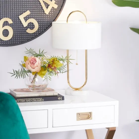 Metal Open Loop Stem White Round Table Lamp-Kirkland's Home Flash Sale