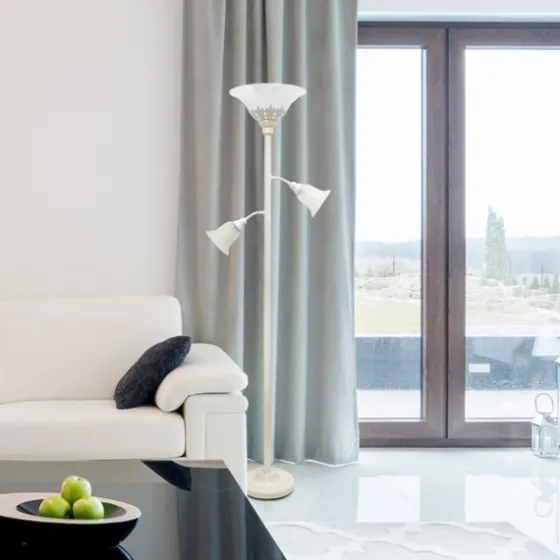 Metal 3-Scallop Glass Floor Lamp-Kirkland's Home Online