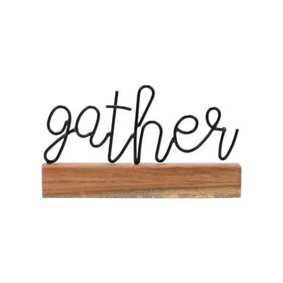 Metal Script Gather Wood Block-Kirkland's Home Cheap