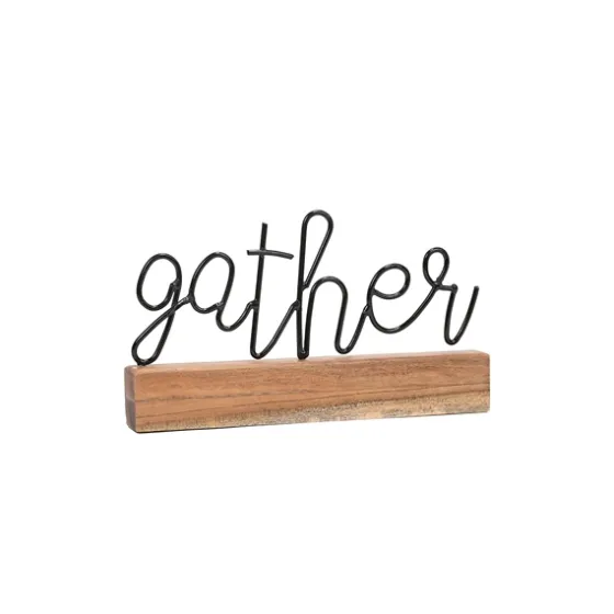 Metal Script Gather Wood Block-Kirkland's Home Cheap