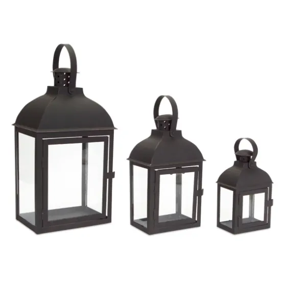 Metal Slope Top Lanterns, Set Of 3-Kirkland's Home Flash Sale