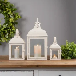 Metal Slope Top Lanterns, Set Of 3-Kirkland's Home Cheap