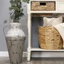 Metal Two-Tone Distressed Vase-Kirkland's Home Outlet