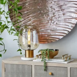 Metal White Marble Mushroom Shade Table Lamp-Kirkland's Home Fashion