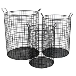 Metal Wire Cylinder Baskets, Set Of 3-Kirkland's Home Shop