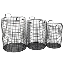 Metal Wire Cylinder Baskets, Set Of 3-Kirkland's Home Shop