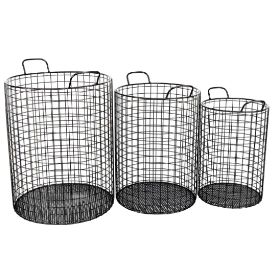 Metal Wire Cylinder Baskets, Set Of 3-Kirkland's Home Shop