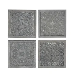Metallic Carved Fir Wood Wall Plaques, Set Of 4-Kirkland's Home Sale