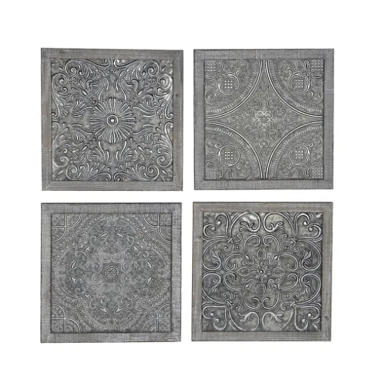 Metallic Carved Fir Wood Wall Plaques, Set Of 4-Kirkland's Home Sale