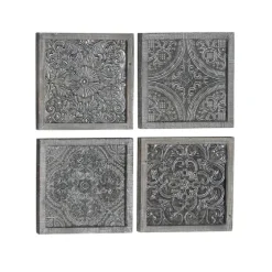 Metallic Carved Fir Wood Wall Plaques, Set Of 4-Kirkland's Home Sale