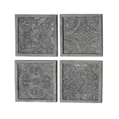 Metallic Carved Fir Wood Wall Plaques, Set Of 4-Kirkland's Home Sale