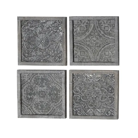 Metallic Carved Fir Wood Wall Plaques, Set Of 4-Kirkland's Home Sale