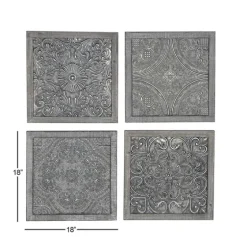 Metallic Carved Fir Wood Wall Plaques, Set Of 4-Kirkland's Home Sale