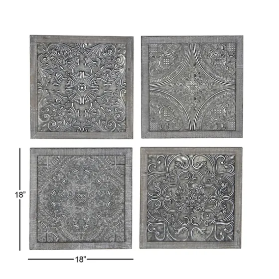 Metallic Carved Fir Wood Wall Plaques, Set Of 4-Kirkland's Home Sale