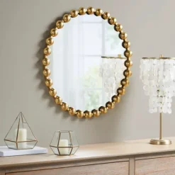 Metallic Gold Foiled Beaded Wall Mirror, 27 In.-Kirkland's Home Best Sale