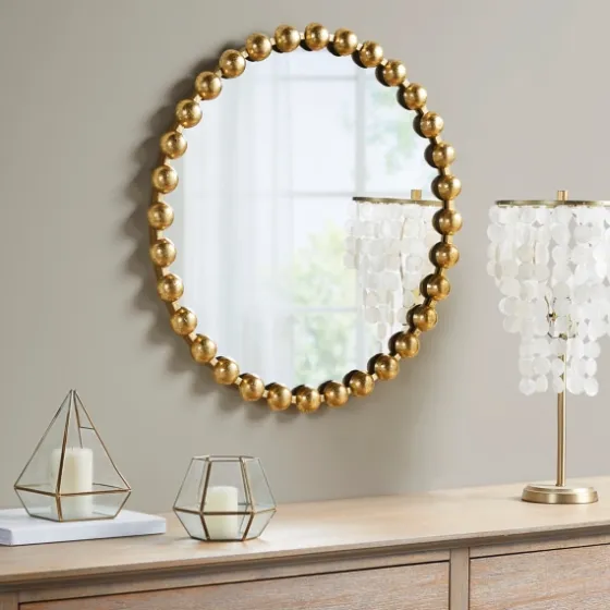 Metallic Gold Foiled Beaded Wall Mirror, 27 In.-Kirkland's Home Best Sale