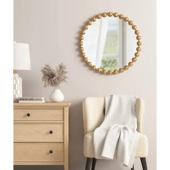 Metallic Gold Foiled Beaded Wall Mirror, 27 In.-Kirkland's Home Best Sale