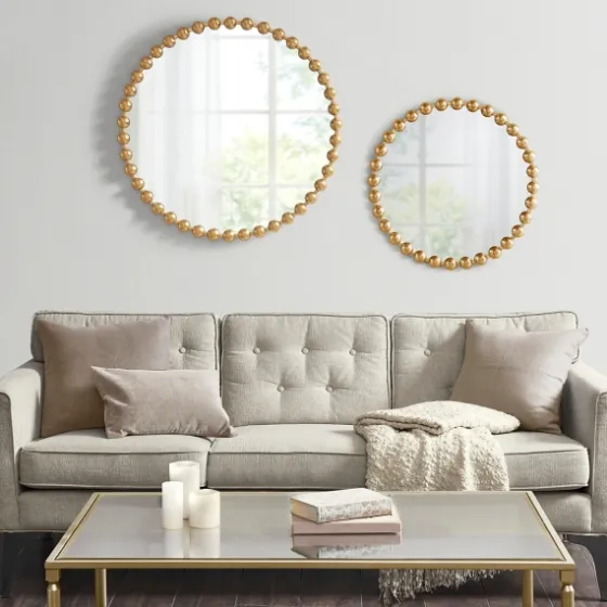 Metallic Gold Foiled Beaded Wall Mirror, 27 In.-Kirkland's Home Best Sale