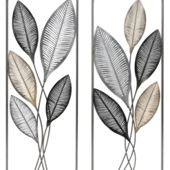 Metallic Leaves Metal Plaques, Set Of 2-Kirkland's Home Outlet